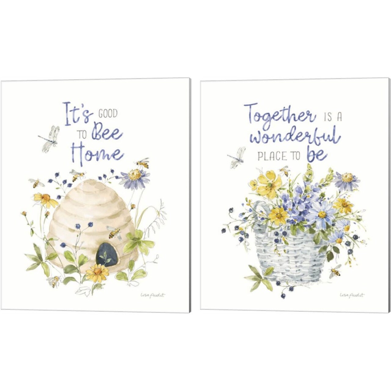 Lovely Blues by Lisa Audit 12" x 15" Canvas Wall Art (Set of 2)